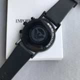 Emporio Armani Chronograph Quartz Silver Dial Black Rubber Strap Watch For Men - AR11048 Authentic Buy Shop Now