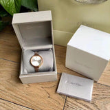 Calvin Klein Lively White Dial Gold Steel Strap Watch for Women - K4U23526 Authentic Buy Shop Now