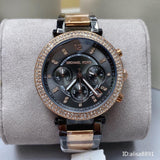 Michael Kors Parker Chronograph Grey Dial Two Tone Steel Strap Watch For Women - MK6440 Authentic Buy Shop Now