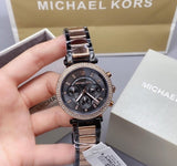 Michael Kors Parker Chronograph Grey Dial Two Tone Steel Strap Watch For Women - MK6440 Authentic Buy Shop Now