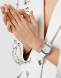Guess Frontier Diamonds Silver Dial White Rubber Strap Watch for Women - GW0045L1 Authentic Buy Shop Now