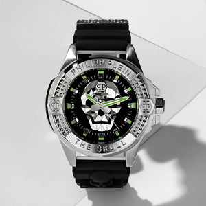 Philipp Plein The Skull Black Dial Black Silicone Strap Watch for Men - PWAAA0121 Authentic Buy Shop Now