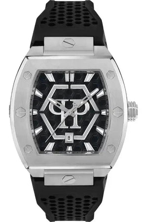 Philipp Plein Hexagon Phantom Black Dial Black Silicone Strap Watch For Men- PWPUA0524 Authentic Buy Shop Now