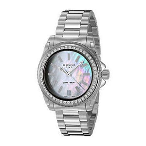 Gucci Dive Diamonds Mother of Pearl Dial Silver Steel Strap Watch For Women - YA136406 Authentic Buy Shop Now