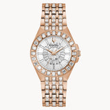 Bulova Phantom White Dial with Swarovski Baguettes Rose Gold Steel Strap Watch for Women - 98L268 Authentic Buy Shop Now