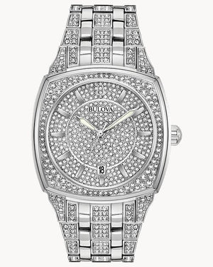 Bulova Phantom Swarovski Crystal Pave Silver Dial Silver Steel Strap Watch for Men - 98B296 Authentic Buy Shop Now