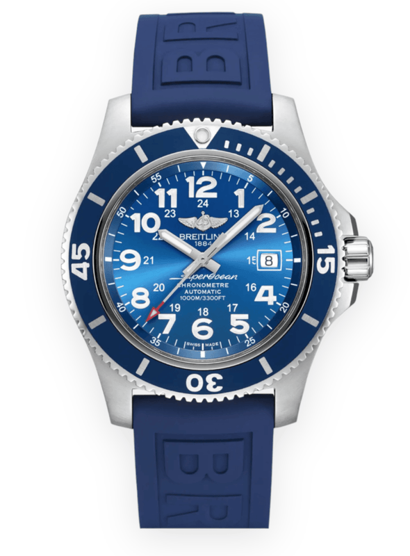 Breitling Superocean II 44mm Blue Dial Blue Rubber Strap Watch for Men - A17392D8/C910/158S/A20SS.1 Authentic Buy Shop Now