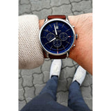 Tommy Hilfiger Kyle Multifunction Blue Dial Brown Leather Strap Watch for Men - 1791629 Authentic Buy Shop Now