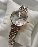 Emporio Armani Classic Beige Dial Two Tone Steel Strap Watch for Men - AR2070 Authentic Buy Shop Now