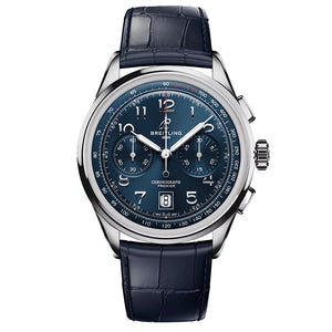 Breitling Premier B01 Chronograph 42 Blue Dial Blue Leather Strap Watch for Men - AB0145171C1P2 Authentic Buy Shop Now