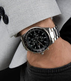 Maserati SFIDA Chronograph Black Dial Silver Steel Strap Watch For Men - R8873640015 Authentic Buy Shop Now