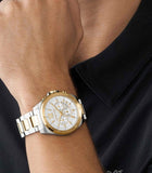 Michael Kors Brecken Chronograph White Dial Two Tone Steel Strap Watch For Men - MK9064 Authentic Buy Shop Now