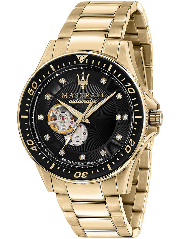 Maserati SFIDA Black Dial Yellow Gold Toned Watch For Men - R8823140003 Authentic Buy Shop Now