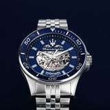 Maserati SFIDA Automatic Skeleton Blue Dial Silver Steel Strap Watch For Men - R882314001 Authentic Buy Shop Now