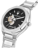 Maserati Stile Skeleton Automatic Black Dial Silver Steel Strap Watch For Men - R8823142002 Authentic Buy Shop Now