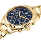 Maserati Competizione Chronograph Blue Dial Gold Steel Strap Watch For Men - R8853100026 Authentic Buy Shop Now