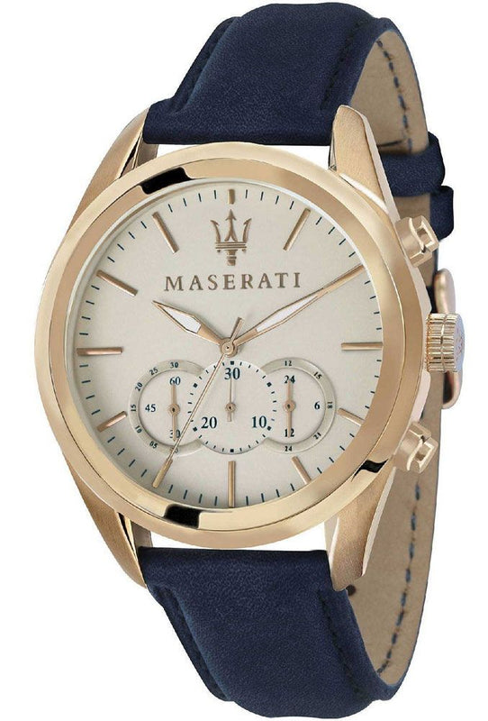 Maserati Traguardo Chronograph Grey Dial Leather Strap Men's Watch - R8871612016 Authentic Buy Shop Now