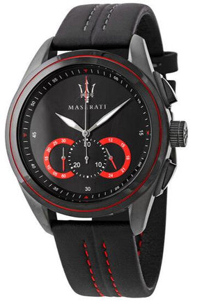 Maserati Traguardo Chronograph Black Dial Black Leather Strap Watch for Men - R8871612023 Authentic Buy Shop Now