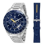 Maserati Traguardo Chronograph Modena Edition Blue Dial Silver Steel Strap Watch For Men - R8871612039 Authentic Buy Shop Now