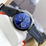 Maserati Traguardo Chronograph Blue Dial Black Silicone Strap Watch For Men - R8871612044 Authentic Buy Shop Now