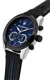 Maserati Traguardo Chronograph Blue Dial Black Silicone Strap Watch For Men - R8871612044 Authentic Buy Shop Now