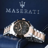 Maserati Traguardo Chronograph Brown Dial Two Tone Steel Strap Men's Watch - R8873612003 Authentic Buy Shop Now