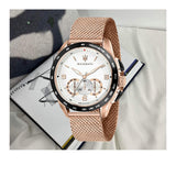 Maserati Traguardo 45mm Chronograph Rose Gold Mesh Strap White Dial Watch For Men - R8873612011 Authentic Buy Shop Now