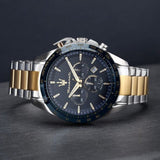 Maserati Traguardo Chronograph Limited Edition Blue Dial Two Tone Steel Strap Watch For Men - R8873612046 Authentic Buy Shop Now