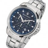Maserati Successo Chronograph Blue Dial Silver Steel Strap Watch For Men - R8873621002 Authentic Buy Shop Now