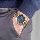 Maserati Successo Chronograph Blue Dial Gold Steel Strap Watch For Men - R8873621021 Authentic Buy Shop Now