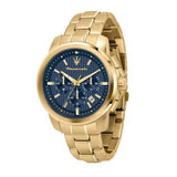 Maserati Successo Chronograph Blue Dial Gold Steel Strap Watch For Men - R8873621021 Authentic Buy Shop Now