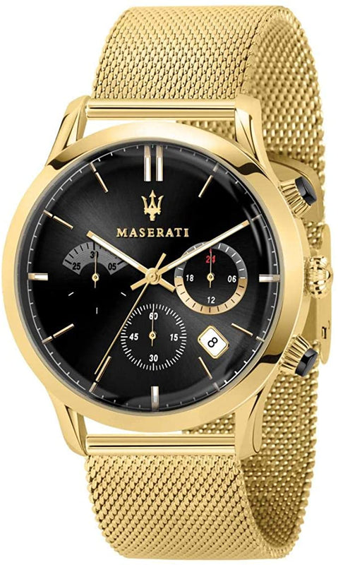 Maserati Ricordo Chronograph Black Dial Stainless Steel Mesh Bracelet Watch For Men - R8873633003 Authentic Buy Shop Now