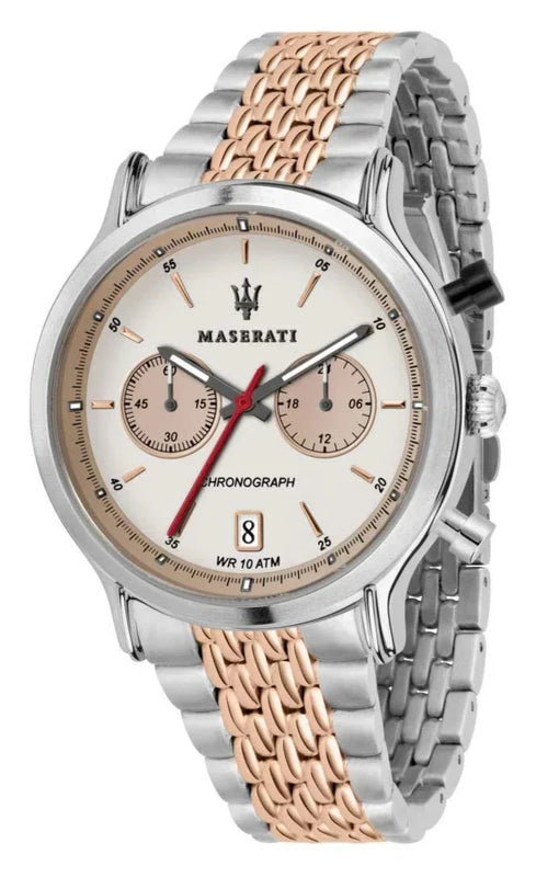 Maserati Legend Chronograph Ivory White Dial Two Tone Steel Strap Watch For Men - R8873638002 Authentic Buy Shop Now