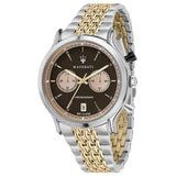 Maserati Legend Chronograph Brown Dial Two Tone Steel Strap Watch For Men - R8873638003 Authentic Buy Shop Now