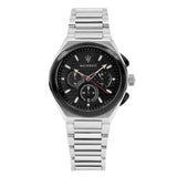 Maserati Triconic Chronograph Black Dial Silver Steel Strap Watch For Men - R8873639002 Authentic Buy Shop Now