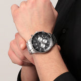 Maserati SFIDA Chronograph Black Dial Silver Steel Strap Watch For Men - R8873640004 Authentic Buy Shop Now