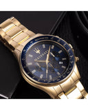 Maserati SFIDA Analog Blue Dial Gold Stainless Steel Watch For Men - R8873640008 Authentic Buy Shop Now