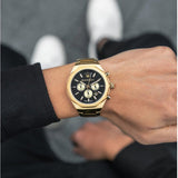 Maserati Stile 45mm Chronograph Black Dial Gold Steel Strap Watch For Men - R8873642001 Authentic Buy Shop Now