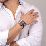 Maserati Stile Chronograph Blue Dial Rose Gold Two Tone Strap Watch For Men - R8873642002 Authentic Buy Shop Now