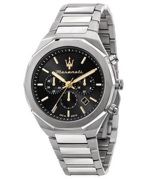 Maserati Stile Chronograph Black Dial Silver Steel Strap Watch For Men - R8873642010 Authentic Buy Shop Now