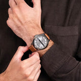 Armani Exchange Hampton Chronograph Grey Dial Brown Leather Strap Watch For Men - AX2414 Authentic Buy Shop Now