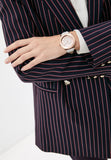 Michael Kors Runway Quartz Rose Gold Dial White Leather Strap Watch For Women - MK6980 Authentic Buy Shop Now