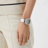 Michael Kors Runway Three Hand White Dial White Leather Strap Watch For Women - MK6998 Authentic Buy Shop Now