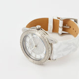 Michael Kors Runway Three Hand White Dial White Leather Strap Watch For Women - MK6998 Authentic Buy Shop Now