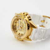 Philipp Plein The Skull Gold Dial White Silicone Strap Watch for Men - PWAAA1221 Authentic Buy Shop Now