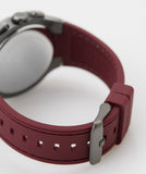 Guess Headline Multifunction Grey Dial Burgundy Silicone Strap Watch For Men - GW0571G4 Authentic Buy Shop Now