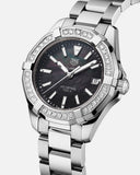 Tag Heuer Aquaracer Quartz Diamonds Black Dial Silver Steel Strap Watch for Women - WAY131P.BA0748 Authentic Buy Shop Now