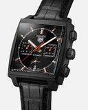 Tag Heuer Monaco Automatic Chronograph Black Dial Black Leather Strap Watch for Men - CBL2180.FC6497 Authentic Buy Shop Now