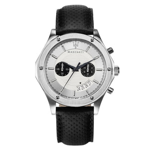 Maserati Circuito Chronograph Analog White Dial Black Leather Strap Watch for Men - R8871627005 Authentic Buy Shop Now