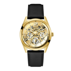Guess Tailor Gold Dial Black Leather Strap Watch for Men - GW0389G2 Authentic Buy Shop Now